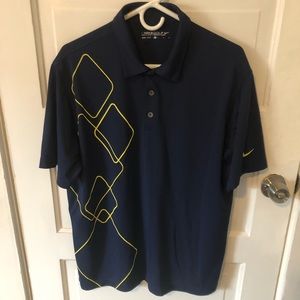 Nike Golf Navy Blue with Yellow Design Polo shirt.